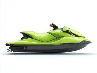 Fototapeta premium Lime Green Personal Watercraft on White Background