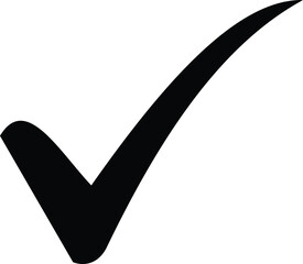 Bold black check mark symbol for approval and completion on a clean white surface vector