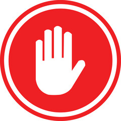 Obraz premium Red stop sign hand icon for alert warning and prohibition signals vector