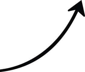 Simple curved arrow pointing upwards indicating growth and progress vector
