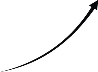 Ascending black arrow symbolizing growth progress and upward trend vector