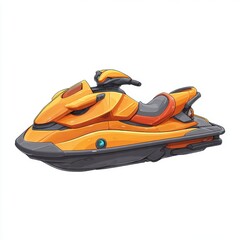 Naklejka premium Orange Jet Ski Pixel Art Illustration