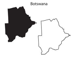 Simple Botswana map silhouette vector. Clean black outline of African country, perfect for travel, infographic, and graphic design use