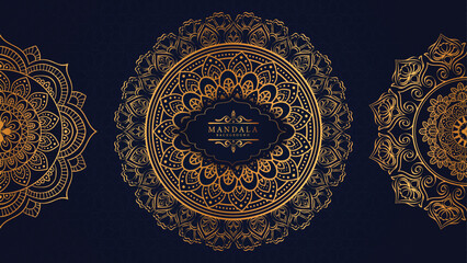 Luxury Gold Mandala Pattern on Dark Background, Ornamental Decorative Design