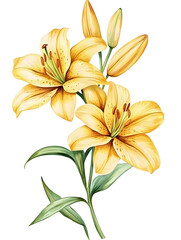 Fototapeta premium Yellow Lily Flowers Isolated on Transparent Background