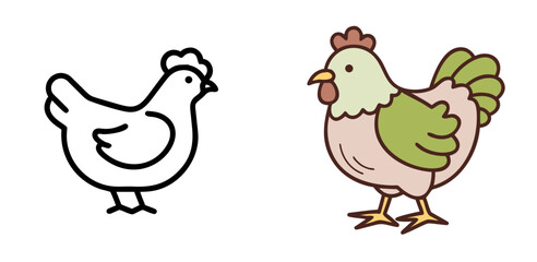 Chicken Bird Icon for Farm, Poultry, Egg Production and Agriculture