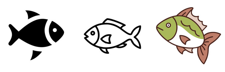 Fish Animal Icon for Aquarium, Marine Life and Underwater Design