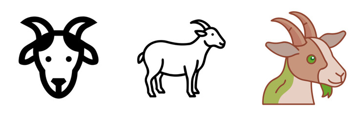 Goat Animal Icon for Farm, Livestock, Nature and Agriculture Design