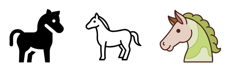 Horse Animal Icon for Farm, Equestrian, Riding and Nature Design