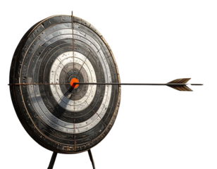 Monochrome Archery Target with Arrow in Center PNG
