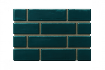 Teal glazed brick surface presenting textured, vibrant backdrop with transparent overlay, suitable for graphic design compositions