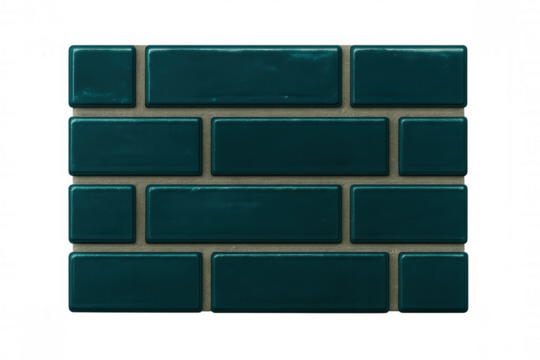 Teal glazed brick surface presenting textured, vibrant backdrop with transparent overlay, suitable for graphic design compositions