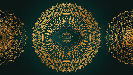 Luxury Gold Mandala Pattern on Dark Background, Ornamental Decorative Design