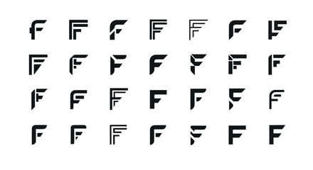 Vector illustration of assorted stylized letter f logos
