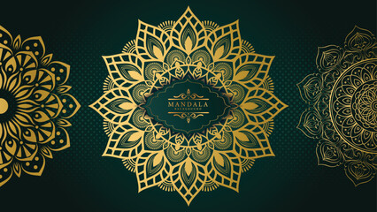 Luxury Gold Mandala Pattern on Dark Background, Ornamental Decorative Design