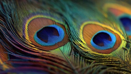 Obraz premium Close-up of vibrant peacock feathers (2)