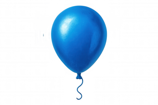 Single blue balloon floating against a transparent background, perfect for party or celebration designs