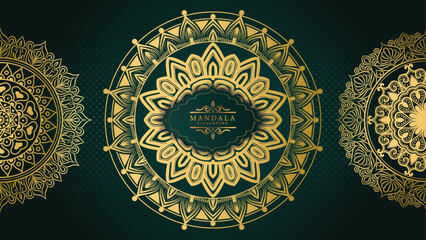 Luxury Gold Mandala Pattern on Dark Background, Ornamental Decorative Design
