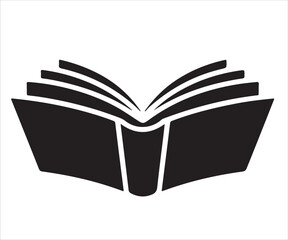Open Book Icon with Pages, Black Book Illustration