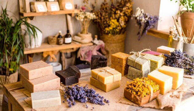 Handmade Soap Workshop Natural Soap Bars, Dried Herbs, Eco-Friendly