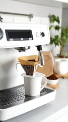 Espresso Machine Brewing Coffee in Kitchen (1)
