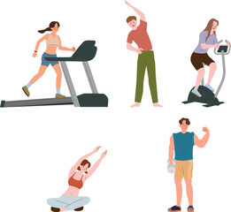 People exercising for fitness, healthcare concept