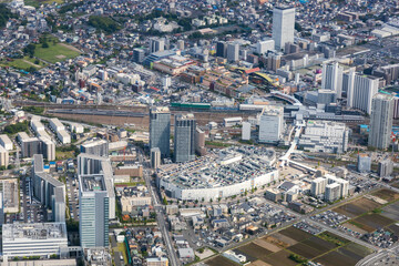 海老名駅西口付近を空撮