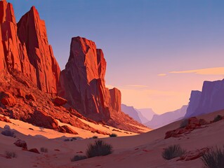 Red rock canyon at sunset