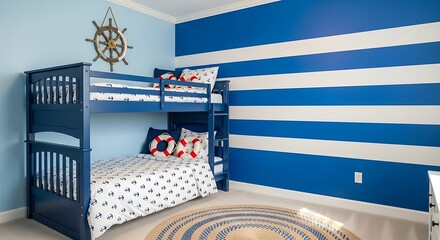 Nautical Themed Childrens Bunk Bed Room.