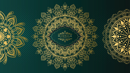 Luxury Gold Mandala Pattern on Dark Background, Ornamental Decorative Design