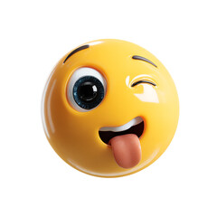 Fototapeta premium 3D Winking Emoji with Playful Expression Cartoon isolated on transparent white background