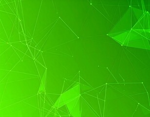 Abstract green background with interconnected lines and dots forming geometric shapes