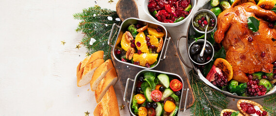 Elegant table setting for a festive meal. Christmas dinner.