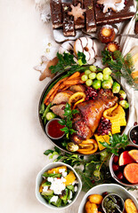 Tasty dishes for Christmas family dinner.