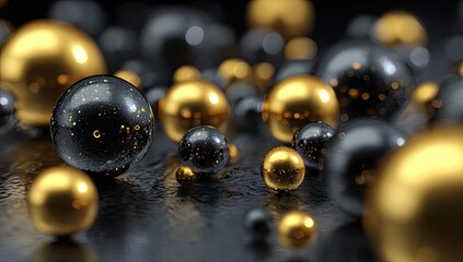 Naklejka premium Abstract spheres of gold and black (2)