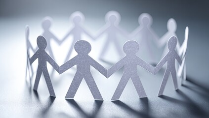 Paper people holding hands in a circle