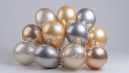 Metallic balloons clustered together