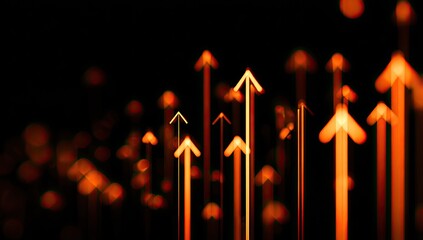 Abstract upward arrows on a dark background