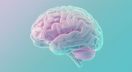 Layered pastel brain from low-angle view