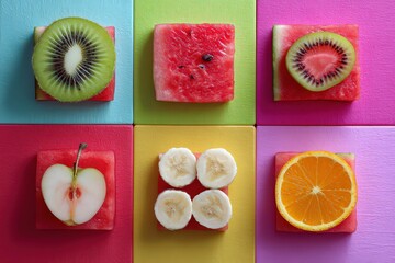 Colorful Fruit Pattern On Glittery Background