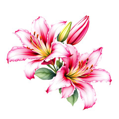 Fototapeta premium Realistic pink lily illustration. Isolated on transparent background.
