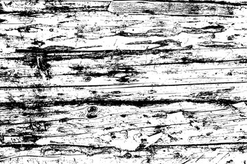 High contrast illustration of rustic wooden planks with a distressed grunge effect. Features scratches, cracks, and weathered details, perfect for vintage, retro, and abstract design backgrounds.