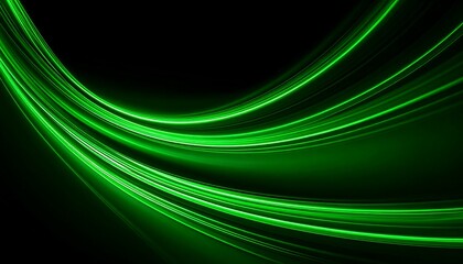 Abstract Green Light Trails, Dark Background