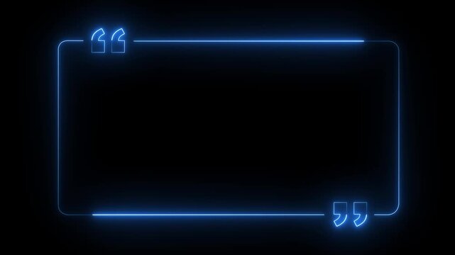 glowing neon Quote Box or message box icon frame Animation. quote rectangle box icon, quotation mark sign black background. Quotes Box Icon, Flat Sign & Trendy Symbol,  4k video. 