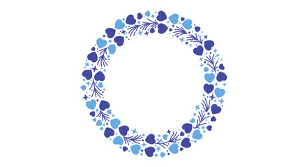 Obraz premium Blue heart wreath circular design with floral accents for decorative use