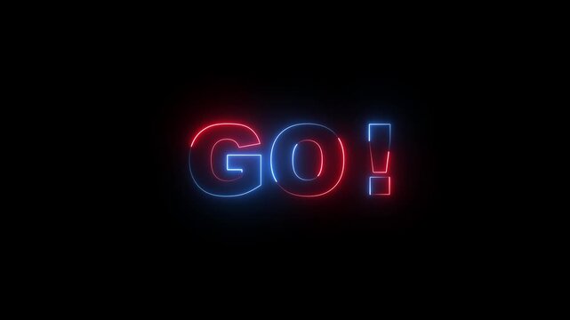 glowing neon get ready let's go! Text Animation on black background. Bright neon animation in get ready let's go! text. 4k motion video.