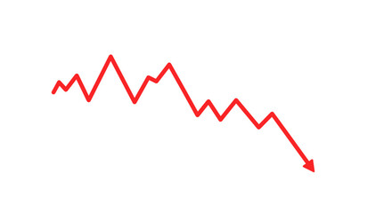 Red downward trend arrow indicating economic decline in minimal style