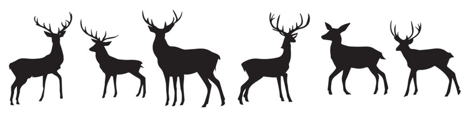 deer silhouette set in white background