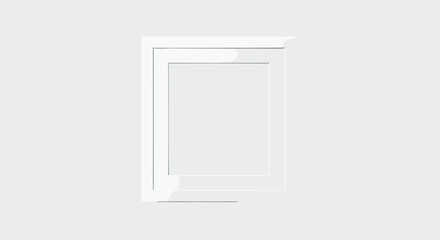 Minimalist white picture frame on blank wall mockup