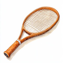 Vintage Wooden Tennis Racket Close Up